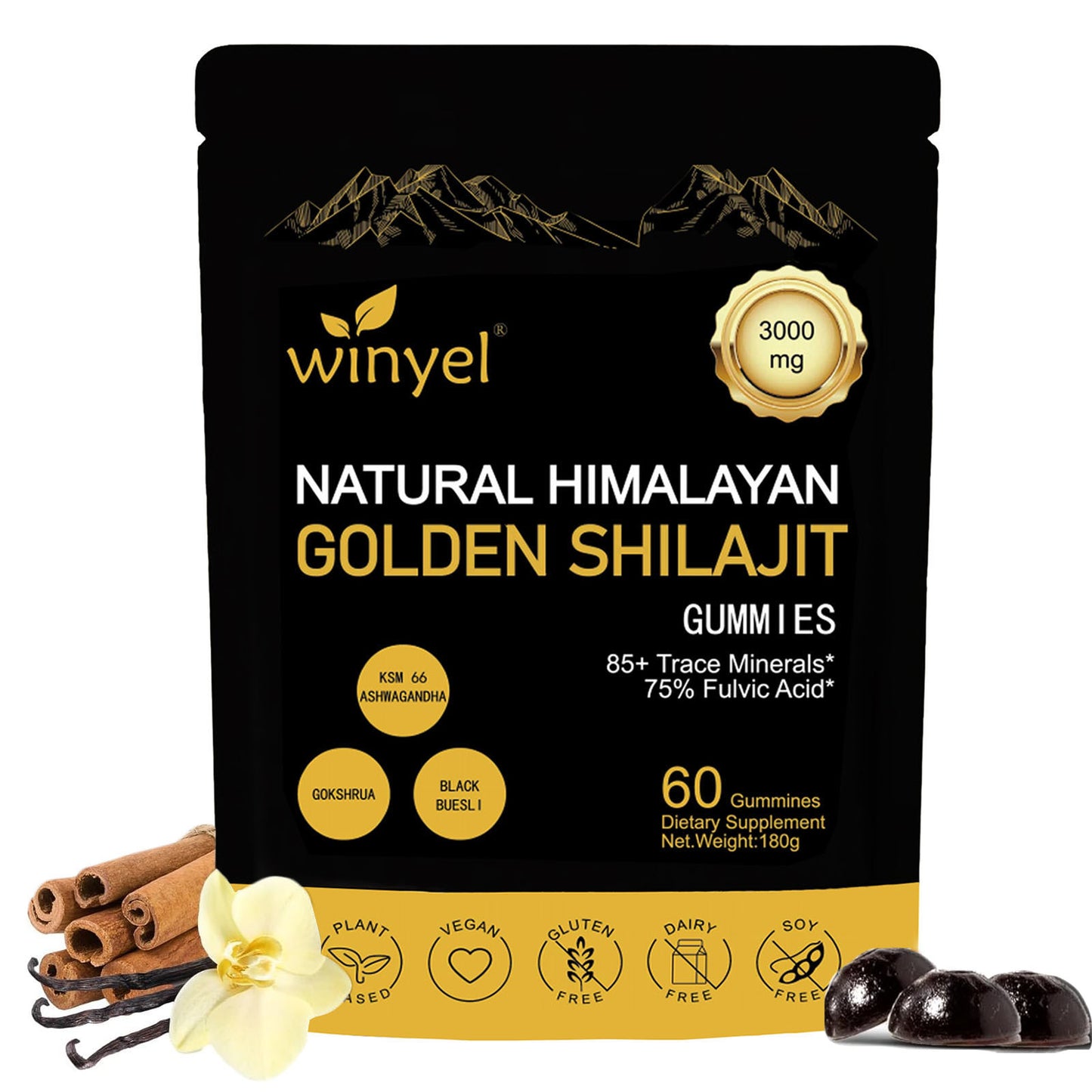 Gomitas Naturales de Shilajit – Energía, Salud Inmune y 85 Minerales del Himalaya