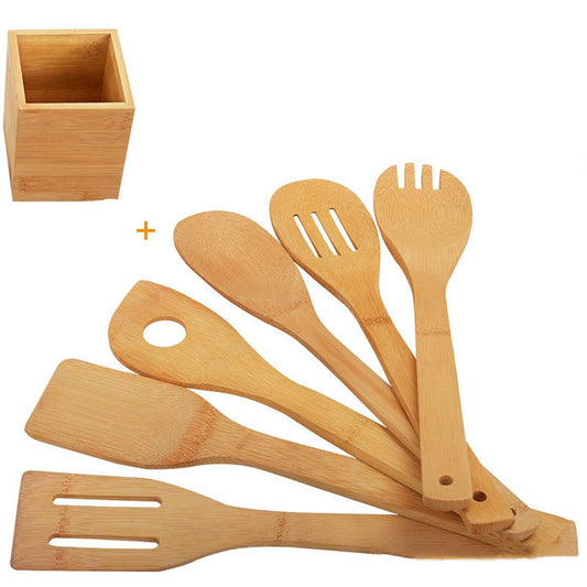 Juego de Espátulas Ecológicas de Bambú – Mango Ergonómico con Soporte