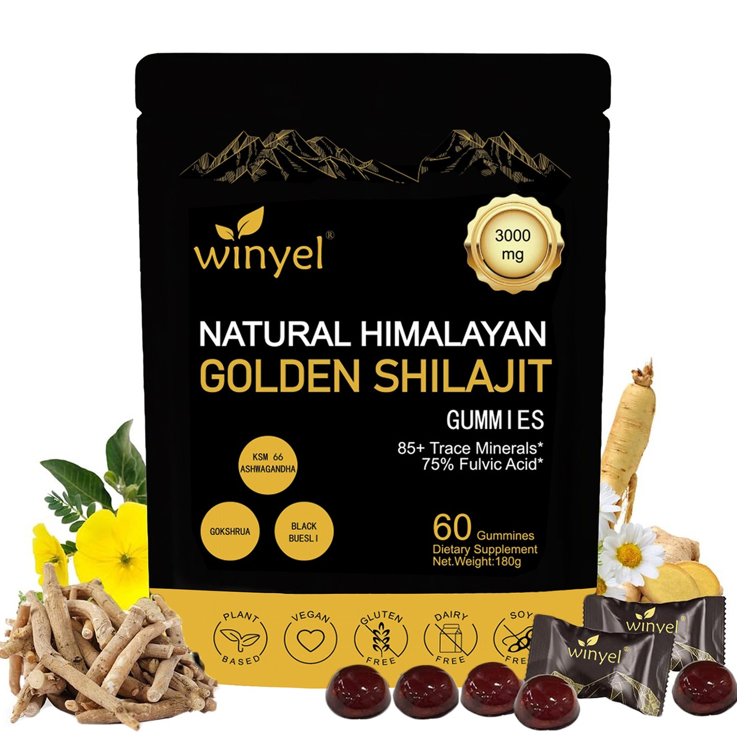 Gomitas Naturales de Shilajit – Energía, Salud Inmune y 85 Minerales del Himalaya
