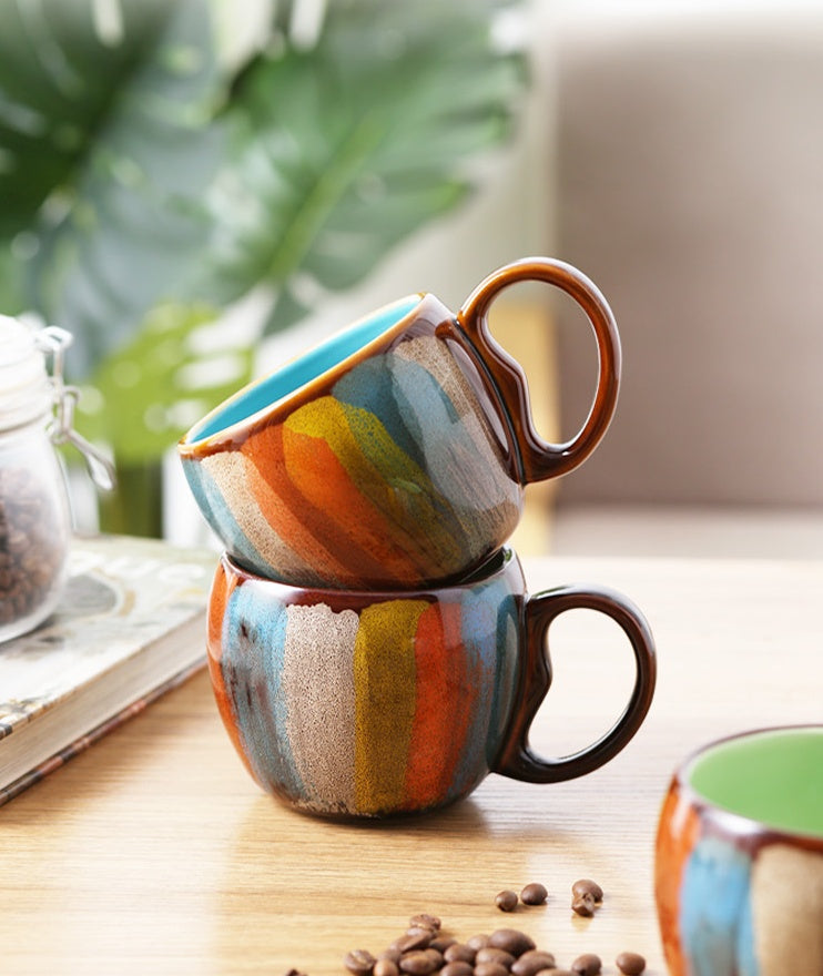 Taza de Cerámica Creativa – Diseño Elegante con Tapa y Cuchara